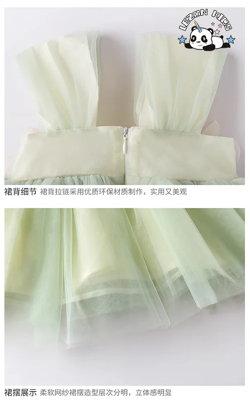 LEZONKIDS - Solid Flower Girl Casual Formal Dress Kids Elegant Cute Summer Floral Print Short Appliques Girl Dress